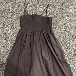 SHEIN Brown Smocked Spaghetti Strap Dress
